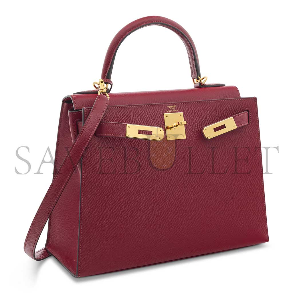 HERMÈS MASTER A ROUGE GARANCE EPSOM LEATHER SELLIER KELLY 28 WITH GOLD HARDWARE (28*22*10cm) 